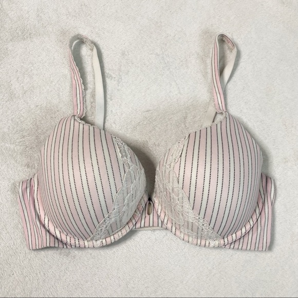 Victoria's Secret Other - Victoria’s Secret padded perfect coverage pink white stripe bra size 34D
